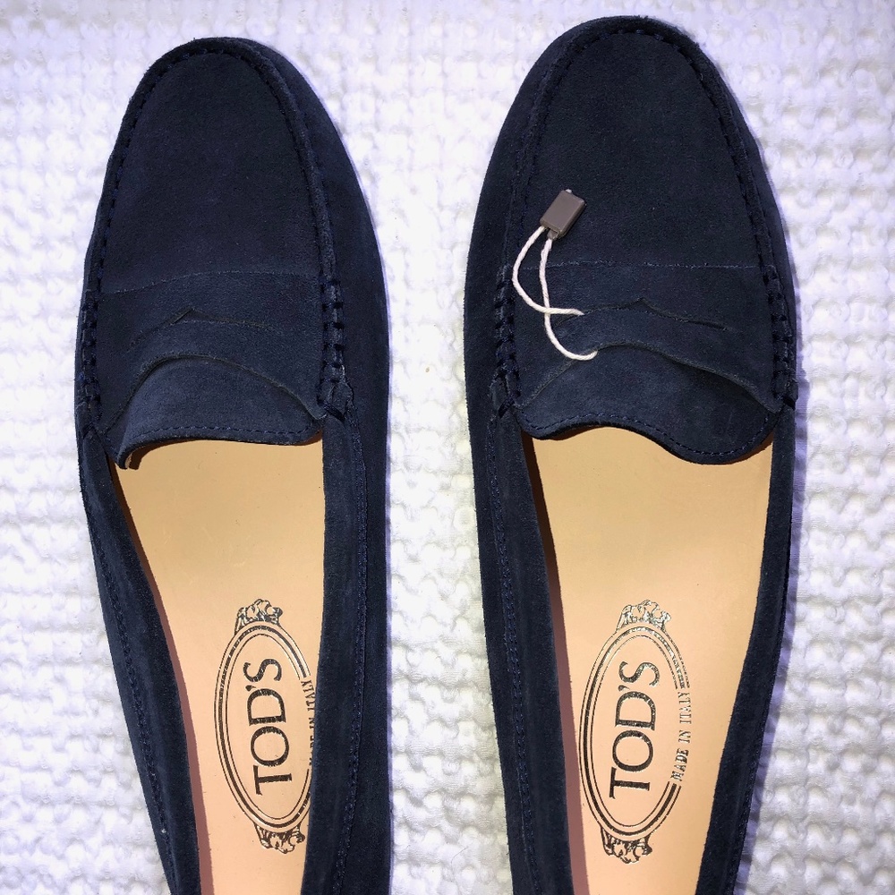 TOD'S GOMMINO DRIVING SHOES IN SUEDE - BLUE - NEW